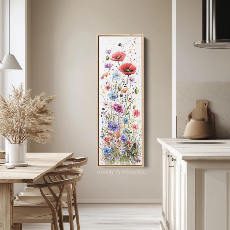 LONG WILDFLOWER GARDEN Vertical Wall Art Framed Canvas Print ...