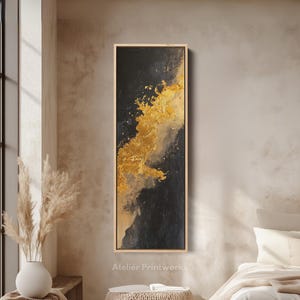 LONG NARROW ABSTRACT Gold Wall Art, Tall slim wall art, Vertical Wall Art, Long Vertical Wall Art, Large Vertical Wall Art,  V0232