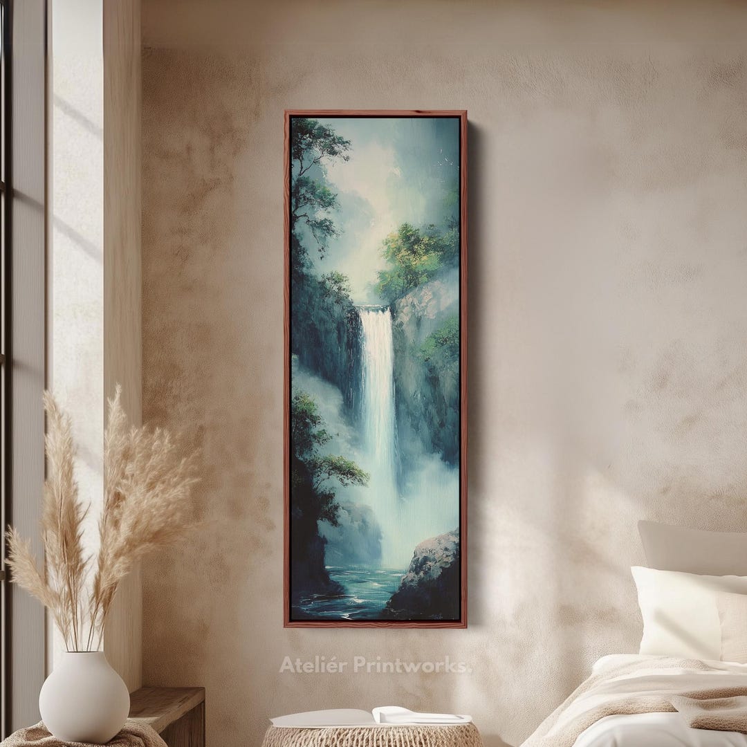 WATERFALL Vertical Wall Art - Tall Long Narrow Vertical Wall Decor, Large Canvas Wall Decor ...