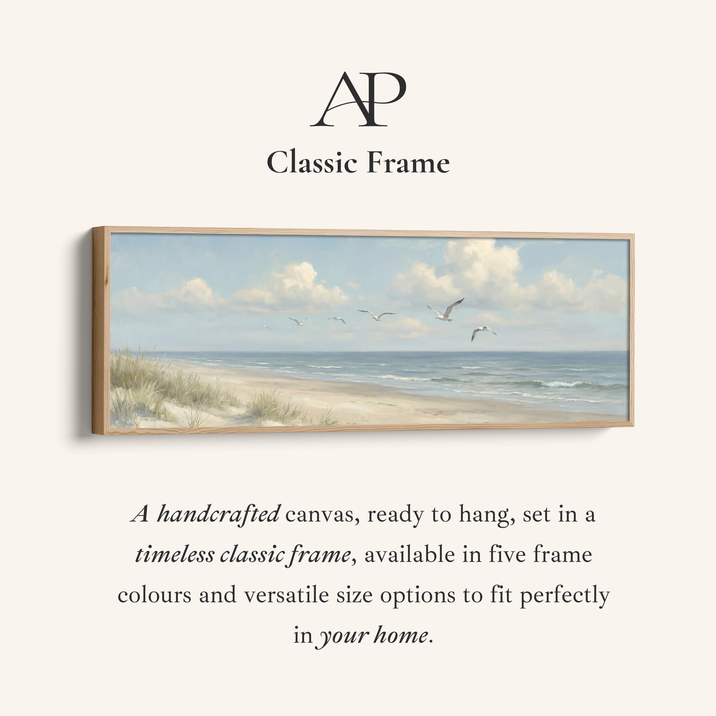 SEAGULL BEACH PANORAMA Wide Horizontal Wall Art Blue Grey Sky and Soft ...