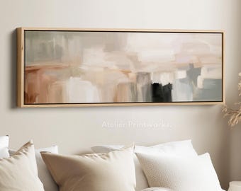 ABSTRACT WIDE LONG Horizontal Wall Art, Large Framed Canvas, panoramic wall art, above bed decor, long narrow wall art, above bed art