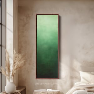 ABSTRACT GREEN Long Narrow Vertical Wall Art, Large Canvas Decor, Large Canvas Art Work, Long Wall Art, Large Framed Picture - V0149