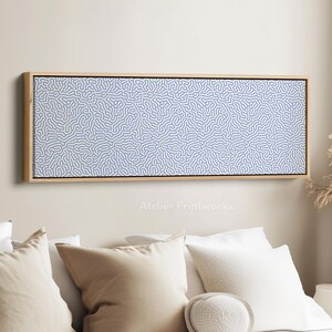 LIGHT BLUE & WHITE Coral Pattern Long Narrow Horizontal Wall Art, Large Canvas Decor, Large Canvas Art Work, Long Large Wall Art - H0335