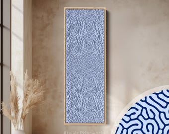 DARK BLUE AND Light Blue Abstract Vertical Canvas – Long Skinny Wall Art for Bedroom, Living Room or Hallway