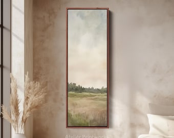 WATERCOLOUR LANDSCAPE Long Narrow Vertical Wall Art, Large Canvas Decor, Large Canvas Art Work, Long Wall Art, Large Framed Picture - V0161