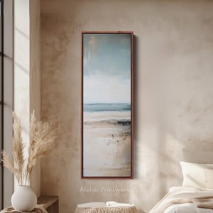 ABSTRACT COASTAL tall narrow artwork, tall skinny canvas artwork, long canvas artwork, tall wall art, narrow vertical - V0069
