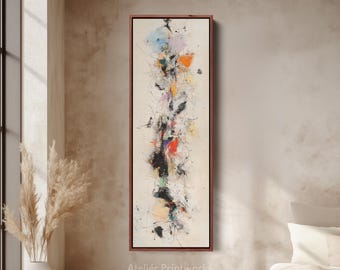Long Narrow Colourful Abstract Wall Art, Tall slim wall art, Vertical Wall Art, Long Vertical Wall Art, Large vertical wall art,  V0042