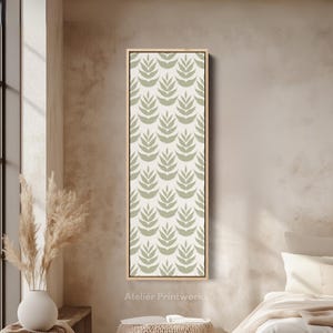 Vertical Wall Art Long Narrow Green Leaves Tall slim wall art, Vertical Wall Art, Wall Art, Large vertical wall art,  V0300