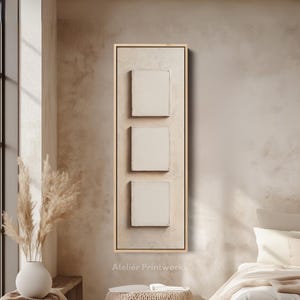 MINIMALIST BEIGE Wall Art Long Skinny Narrow Canvas, Tall Vertical Wall Art, Framed Wall Decor, Large Framed Canvas - V0251