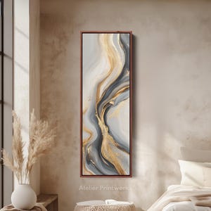 Vertical Abstract Gold Wall Art Long Narrow, Tall slim wall art, Vertical Wall Art, Wall Art, tall skinny wall art, big wall art, V0047