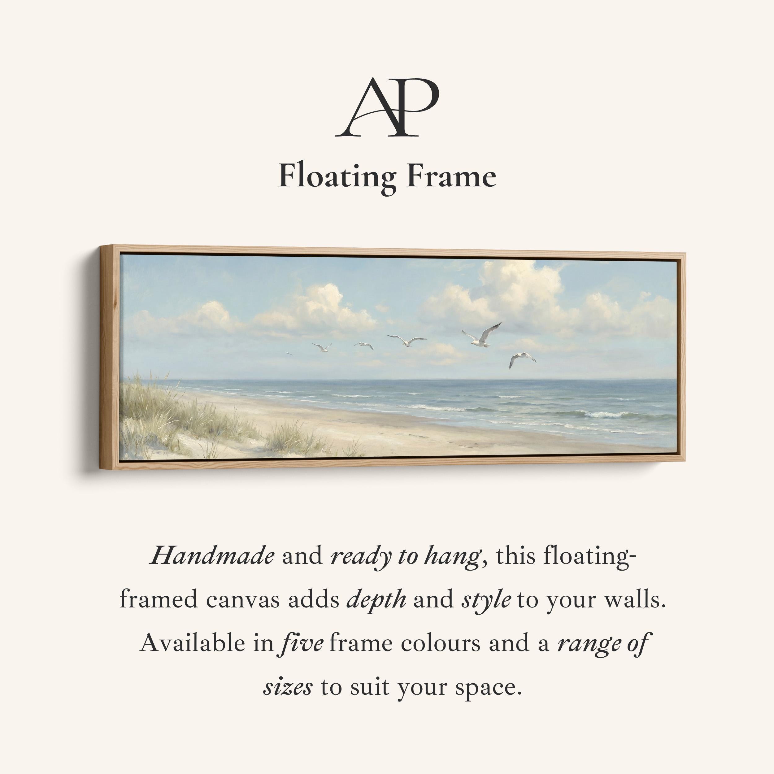 SEAGULL BEACH PANORAMA Wide Horizontal Wall Art Blue Grey Sky and Soft ...