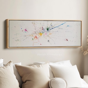 ABSTRACT SPLASH Horizontal Wall Art Long Narrow, Wide Slim Wall Art, Horizontal Wall Art, Wall Art, Wide Skinny Wall Art, H0234