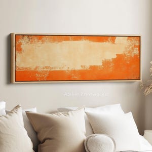 ABSTRACT ORANGE Long Horizontal Wall Art, Panoramic Wall Art, Wide Wall Art, Big Framed Pictures, Large Canvas Artwork - H0145