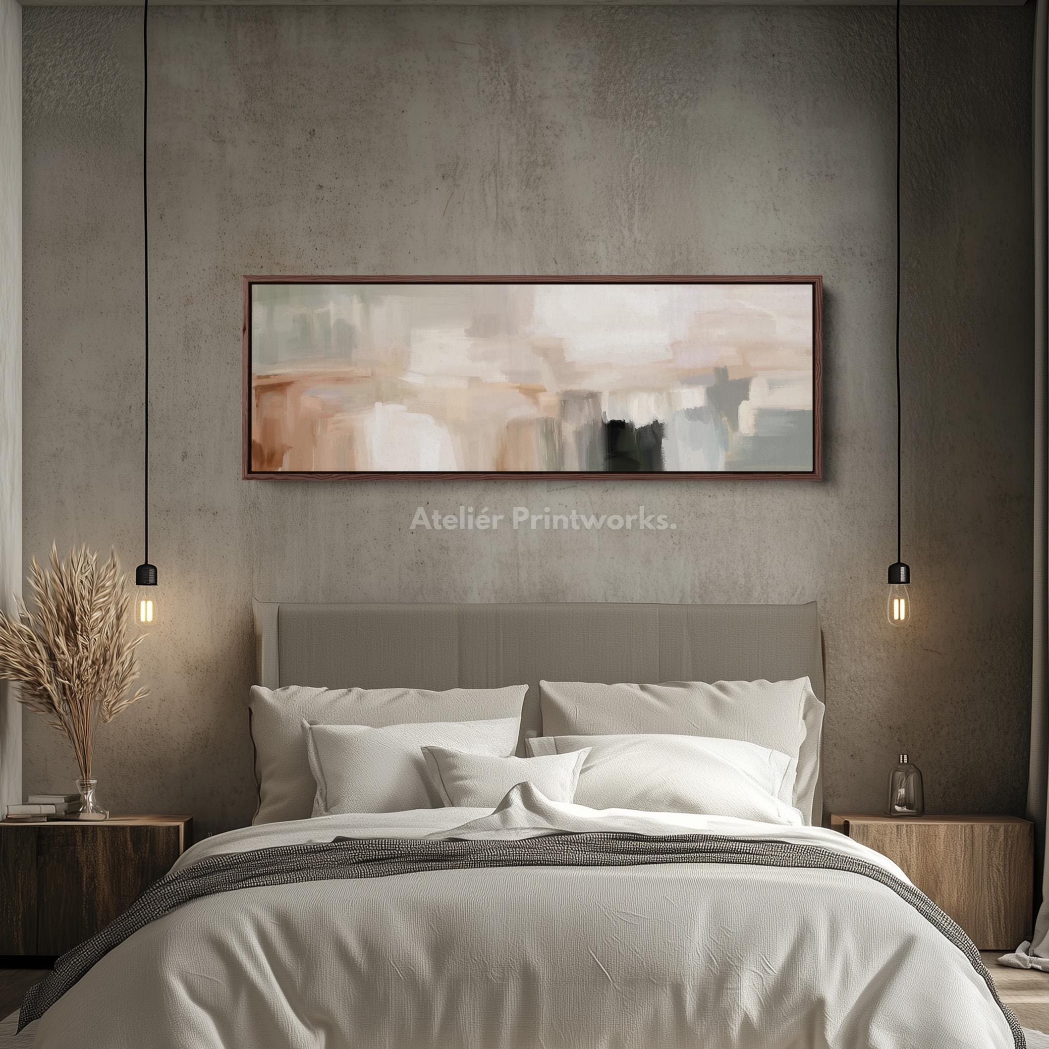 ABSTRACT WIDE LONG Horizontal Wall Art, Large Framed Canvas, Panoramic ...