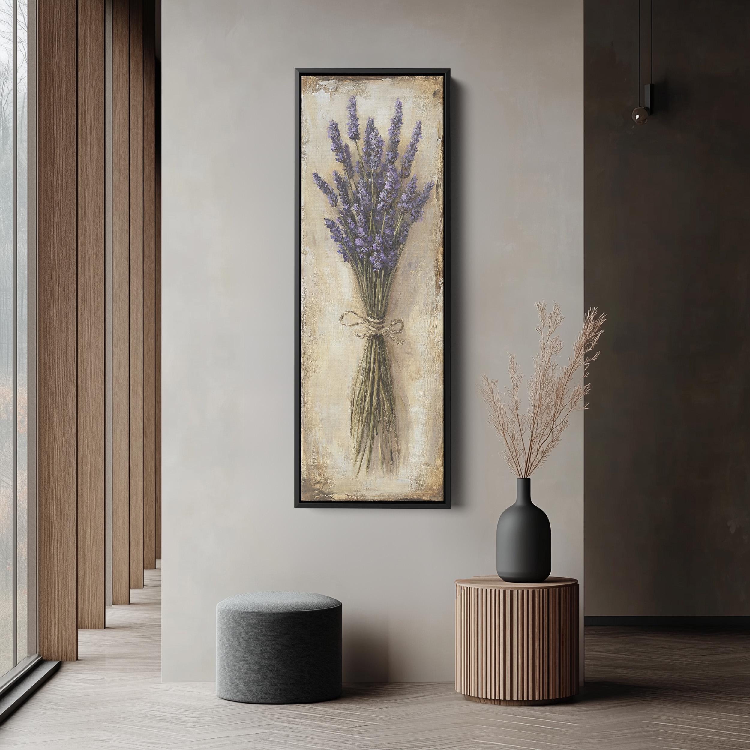D Textured Wall Art For Kitchen Reference: Vintage Lavender Painting Kitchen Wall Art Long Narrow Vertical Wall