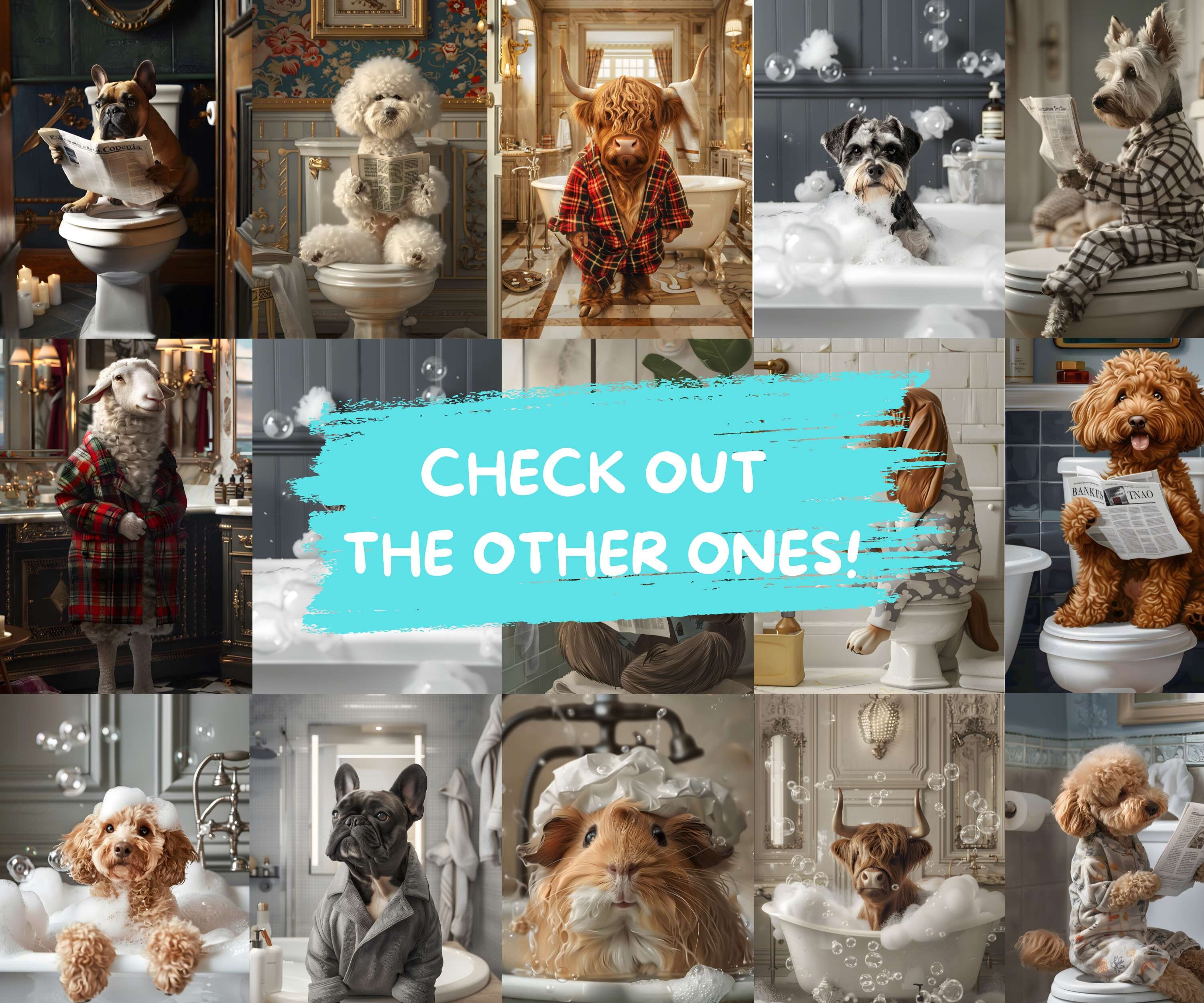 Scottish Highland Cow Having a Bath Funny Picture, Bathroom Wall Art