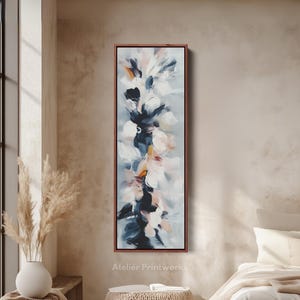 Long Narrow Abstract Floral Wall Art, Tall slim wall art, Vertical Wall Art, Long Vertical Wall Art, Large vertical wall art,  V0030