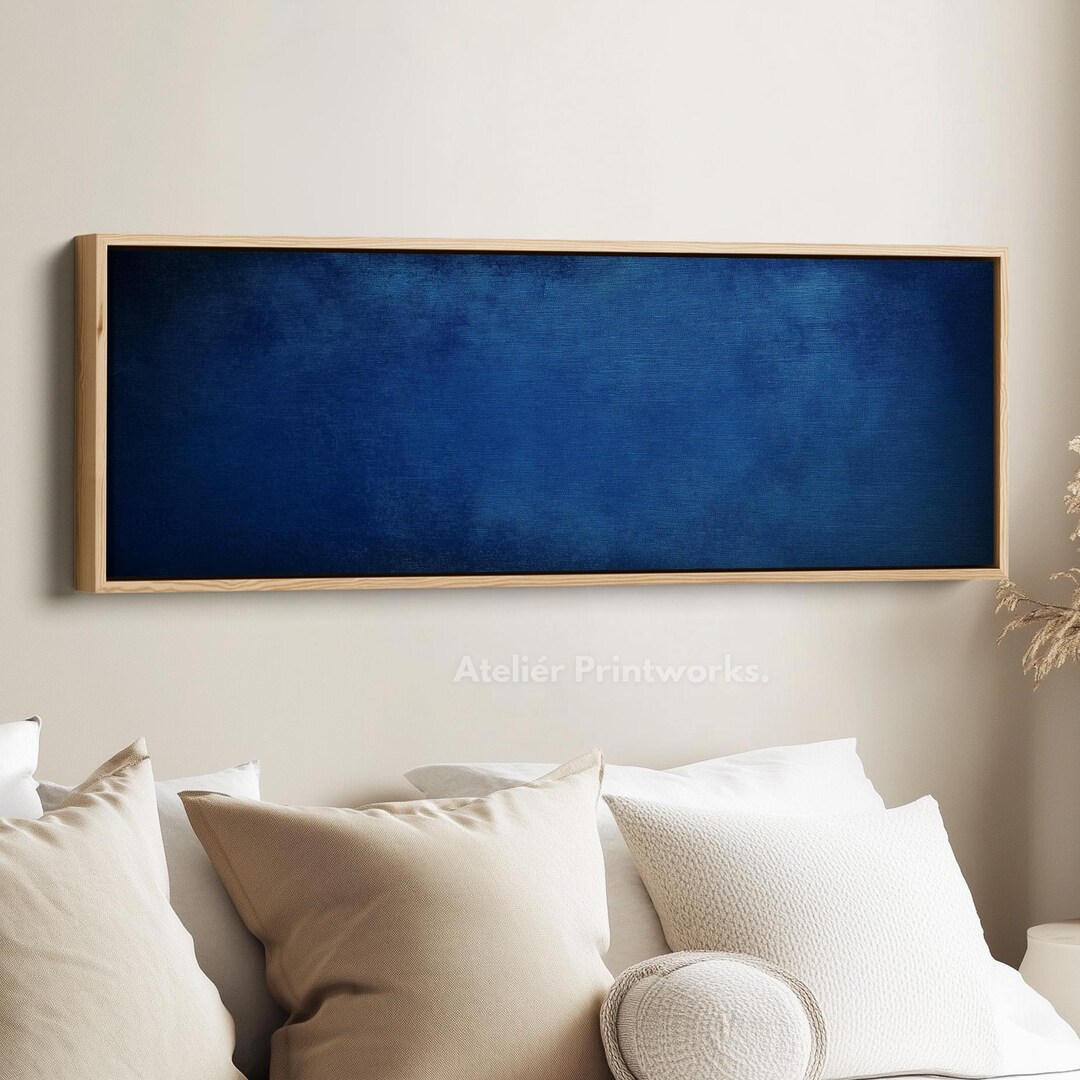 ABSTRACT BLUE Long Horizontal Wall Art, Panoramic Wall Art, Wide Wall