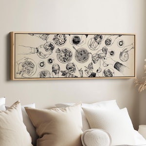 KÜCHEN WALL KUNST Horizontale Wandkunst mit Hand gezeichneten Speisen und Getränken für die Küche und das Esszimmer
