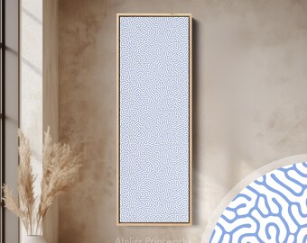 LIGHT BLUE WHITE Abstract Long Canvas – Vertical Skinny Wall Art for Living Room, Bedroom, Office or Hall