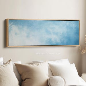 ABSTRACT LGHT BLUE Long Horizontal Wall Art, Panoramic Wall Art, Wide Wall Art, Big Framed Pictures, Large Canvas Artwork - H0147