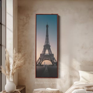 PARIS EIFFEL TOWER Large Vertical Framed Canvas Photograph, Paris Travel Picture, Long Narrow Tall Wall Decor, Travel Print - V0340