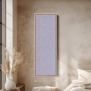 MODERN NAVY BLUE & Beige Pattern Wall Art Long Skinny Narrow Canvas, Tall Vertical Wall Art, Framed Wall Decor, Large Framed Canvas - V0286