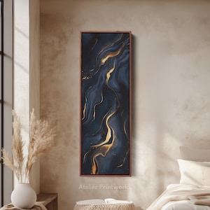 Long Narrow Gold Abstract Wall Art, Tall slim wall art, Vertical Wall Art, Long Vertical Wall Art, Large vertical wall art,  V0039