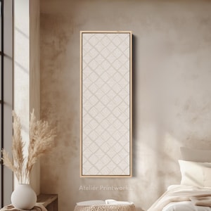 BEIGE GEOMETRIC DIAMOND Long Narrow Wall Art, Tall slim wall art, Vertical Wall Art, Long Vertical Large Wall Art - V0303