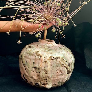 Handmade Flowers Vase, Unique Handformed Vase, Rustic Ceramic Vase, Moonjar Ceramic Vase, New Home Gift, Pottery Vase, Wabi Sabi Vase