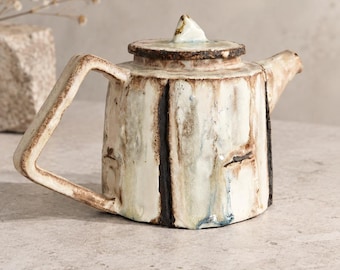 Wabi Sabi Ceramic Teapot Set, Handmade Teapot with Yunomi Cups, Artisan Stoneware for Daily Tea Rituals
