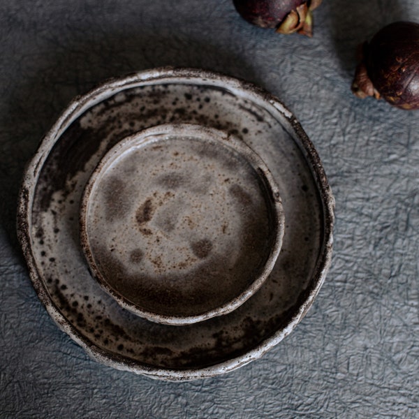 Handcrafted Stoneware Plates Set, Pottery Ceramic Plate, Handmade Serving Pottery, Stylish Additions to Enhance Your Dinnerware Collection