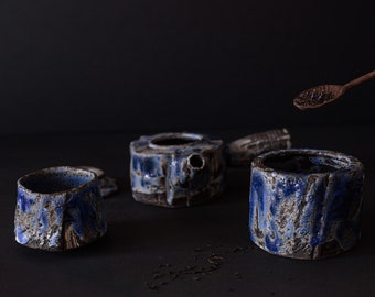 Ceramic Set for Tea Ceremony, Handmade Ceramic Tea Set, Japanesse Tea Box Yunomi and Teapot, Wabi Sabi Teapot, Japanese Item for Tea