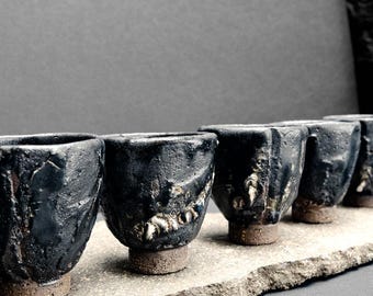 Handmade Ceramic Espresso Cup: Wabi Sabi Pottery, Black Glazed