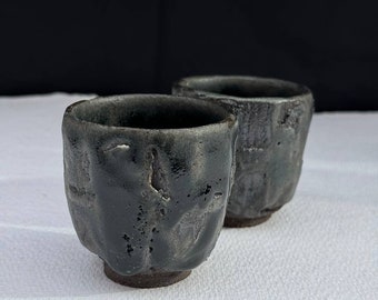 Kaffeetassen aus Keramik, kleines Keramikglas, Espressotasse, Keramik-Kaffeetasse, handgefertigte Keramik, Wabi-Sabi-Keramik, japanisches Keramikglas