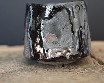 Japanese Tea Cup, Yunomi Tea Cup, Black Ceramic Cup, Handmade Wabi Sabi Pottery, Tea Ceremony, Coffee Cup, Xmas Gift Idea for Tea Lover