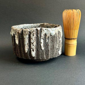 Wabi-sabi Textured Cup, Handcrafted Tea Cup - Chawan, Matcha Ceremony Bowl, Cup for Tea Ceremony, Pottery Cup, Gift for Tea Lovers, Chawan