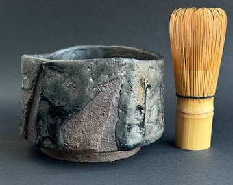 Traditionele Japanse chawan, theeceremonie chawan, matcha-ceremoniekom, handgemaakte theekop, aardewerken beker, wabi sabi-theekop, matcha chawan