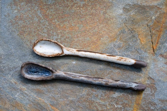 Handgemachte schwarze Keramik Teelöffel: Keramik Kaffeelöffel (15-20cm)