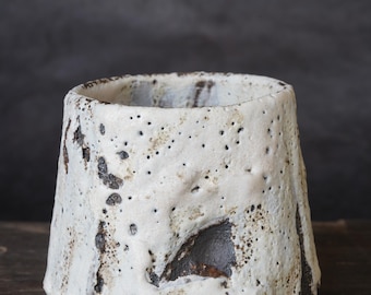 Rustic Stoneware Yunomi Cup: Handmade Wabi-Sabi Tea Ceremony Mug