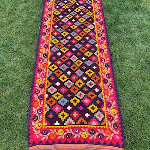 Wool kilim rug Large carpet Bessarabian moldovan kilim Romania kilim Floral rug Handwoven rug Bohemian decor Boho rug Rustic home decor