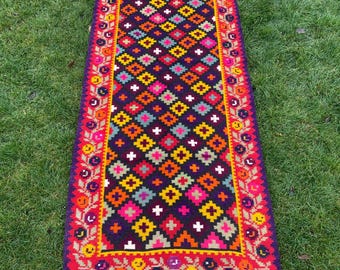 Wool kilim rug Large carpet Bessarabian moldovan kilim Romania kilim Floral rug Handwoven rug Bohemian decor Boho rug Rustic home decor