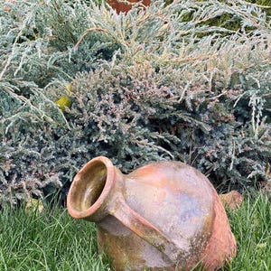 Old glazed clay jug Terracotta brown pottery crock Rural ceramic ancient vase Rustic folk pot Ukrainian ceramic pitcher Gift for her