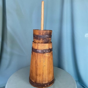 Wooden butter churn  Farmhouse garden wooden decor Rustic style Antique wooden bowl Vintage charm Gift for him her Primitive style