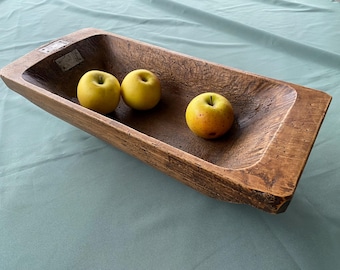 Vintage Wooden Dough Trough • Antique Hand-Carved Trencher • Rustic Farmhouse Decor • 20” x 8,6” x 4,7” Bowl Vintage Sharm Gift