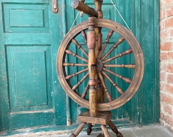 RARE Antique Wooden Spinning Wheel Working Vintage Spindle Rustic Farmhouse Decor Collectible Textile Tool Vintage charm   Gift