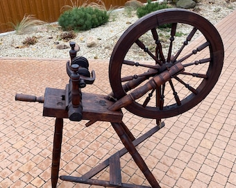 RARE Very small Hand made Wooden Spinning Wheel Old Pedal Mechanism Spinning Tool Vintage Machine Farmhouse decor Vintage sharm Gift for her