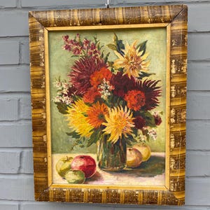 Pintura al óleo Pintura en cartón Pintura de bodegones Arte de pared Regalo para ella de Ucrania Decoración primitiva Decoración del hogar Encanto vintage