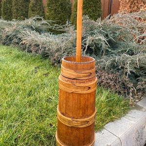 Wooden butter churn  Farmhouse garden wooden decor Rustic style Antique wooden bowl Vintage charm Gift for him her Primitive style