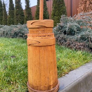 Wooden butter churn  Farmhouse garden wooden decor Rustic style Antique wooden bowl Vintage charm Gift for him her Primitive style